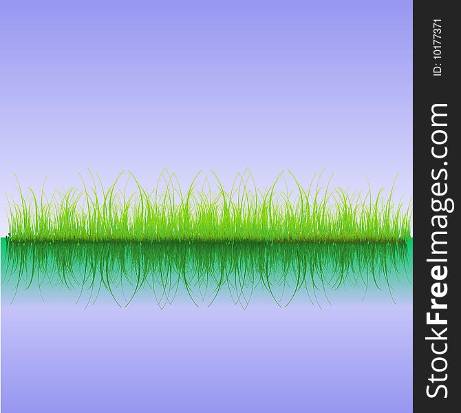 Illustration of grass reflecting in water. Available in both jpeg and eps8 format.