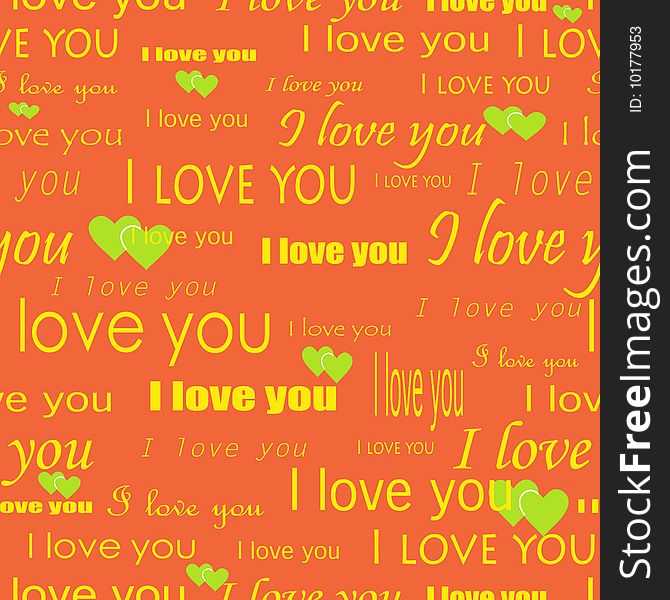 Seamlessly vector wallpaper valentine with hearts and superscription I love you. Seamlessly vector wallpaper valentine with hearts and superscription I love you