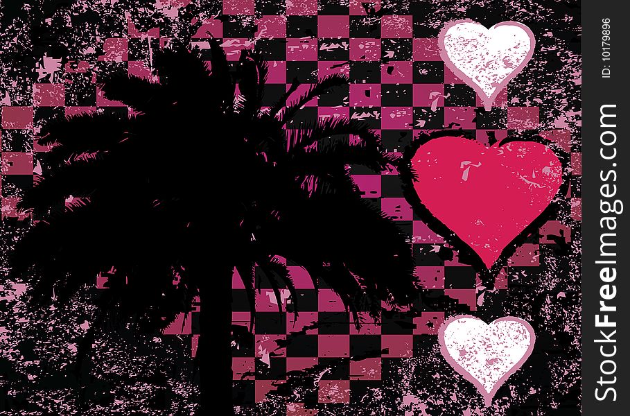 Grunge abstract love design with tree and heart. Grunge abstract love design with tree and heart