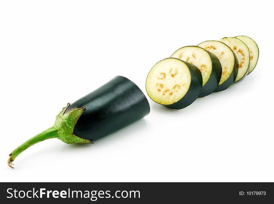 Sliced Aubergine Isolated On White