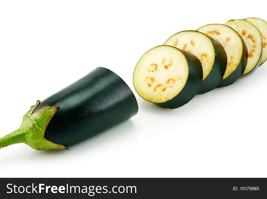 Sliced Aubergine Isolated on White