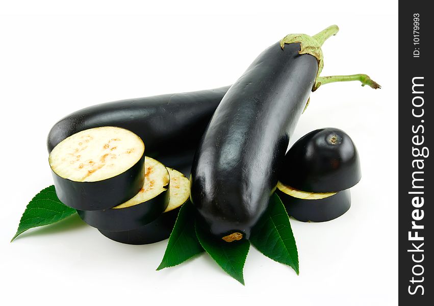 Sliced Aubergine Isolated on a White Background