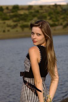 Nice Girl On The Lake Coast Stock Photography Nice Girl On The Lake Coast Stock Photography