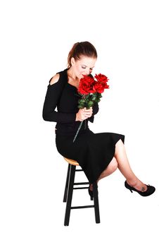 Lady With Red Roses. Stock Photo Lady With Red Roses. Stock Photo