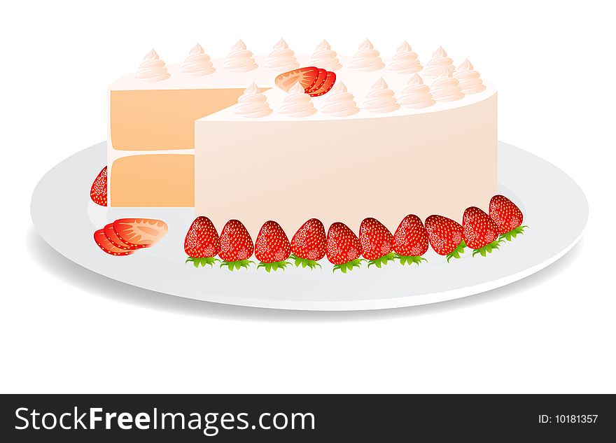 Strowberry cake, vector illustration, AI file included