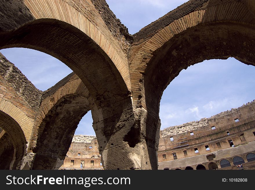 Fragments of internals of Coliseum ancient theatre. rome, italy, europe. Fragments of internals of Coliseum ancient theatre. rome, italy, europe.