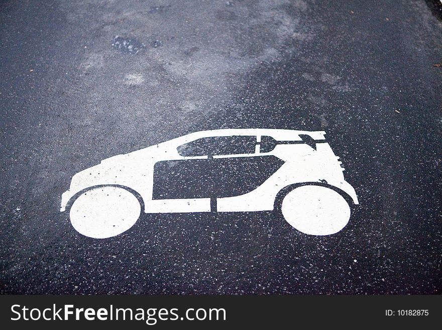 Parking for small vehicles painted in a white. Parking for small vehicles painted in a white