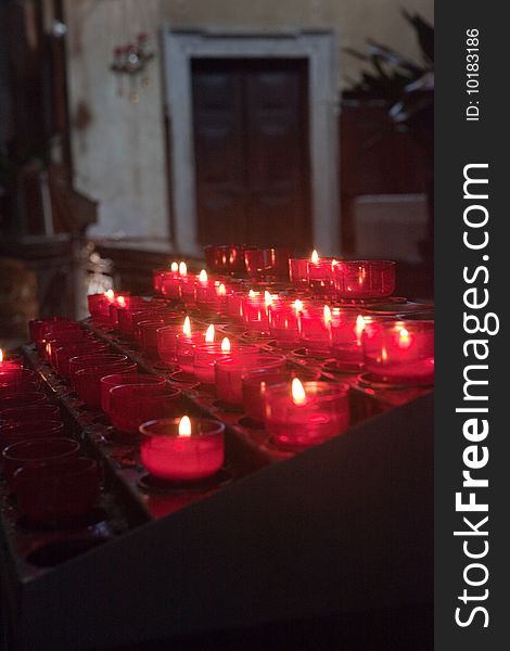 Group of candle in a church