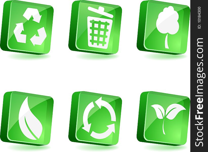 Ecology 3d icons. Vector illustration. Ecology 3d icons. Vector illustration.