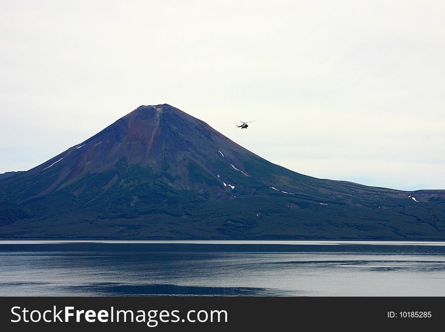 Helicopter Over Volcano