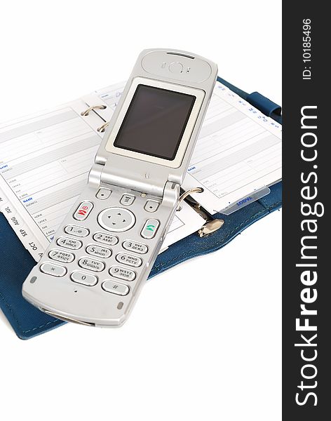 A cell phone and  address book