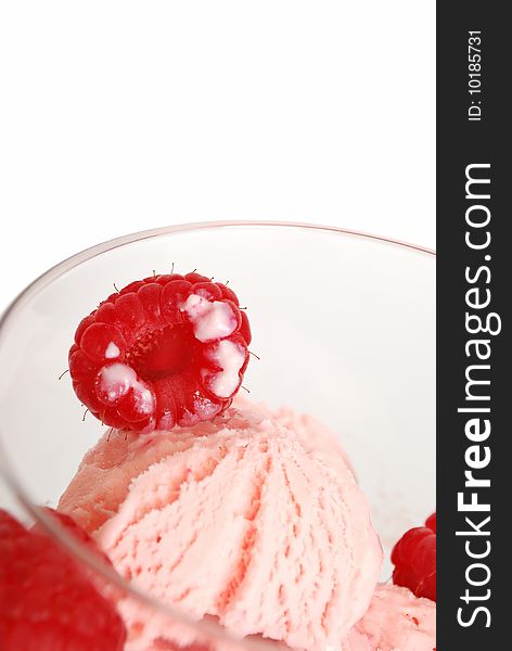 Bowl Of Fruity Ice Cream Close-ups Isolated