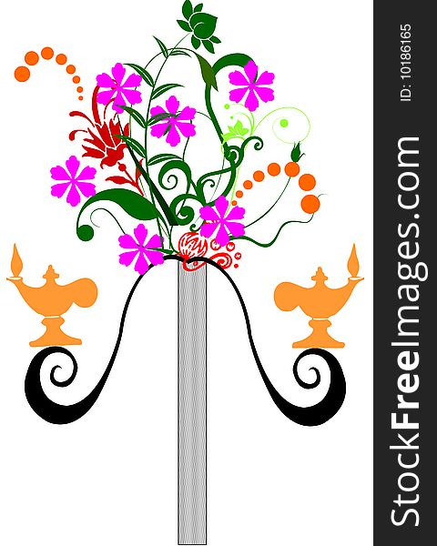 Floral Flower Arrangement With Lamp