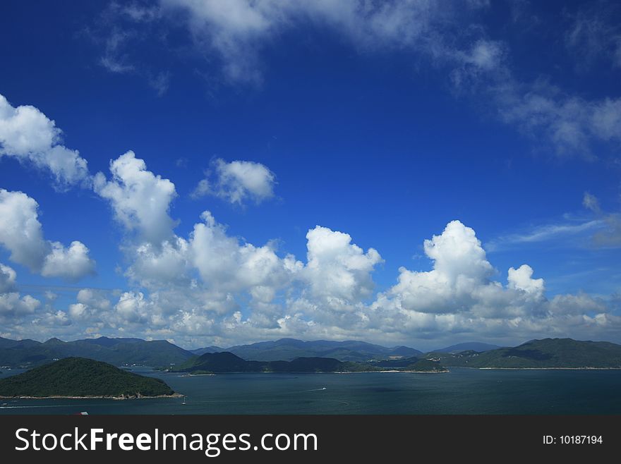 Blue sky and sea with cloud