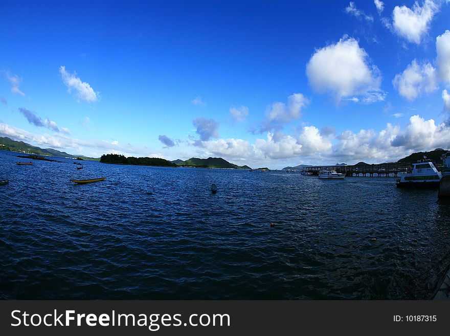 Blue sky and sea with cloud