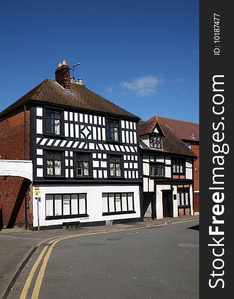 Black and white houses in Tewkesbury. Black and white houses in Tewkesbury
