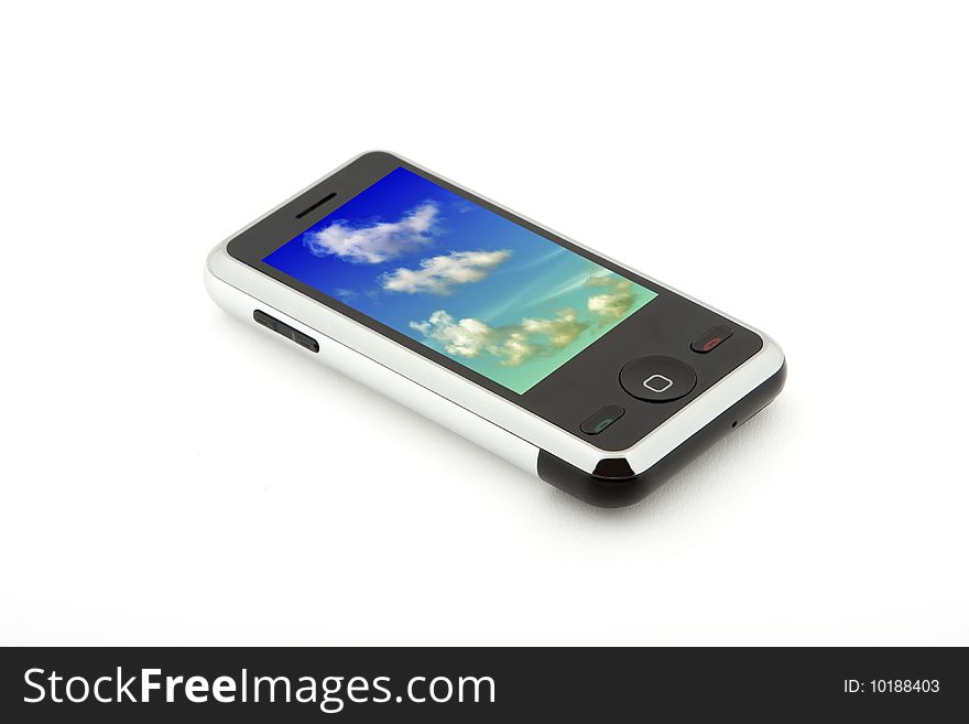 Mobile phone isolated on a white. Mobile phone isolated on a white