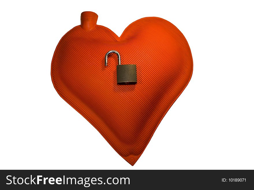 An image of a red heart with a lock isolated on white