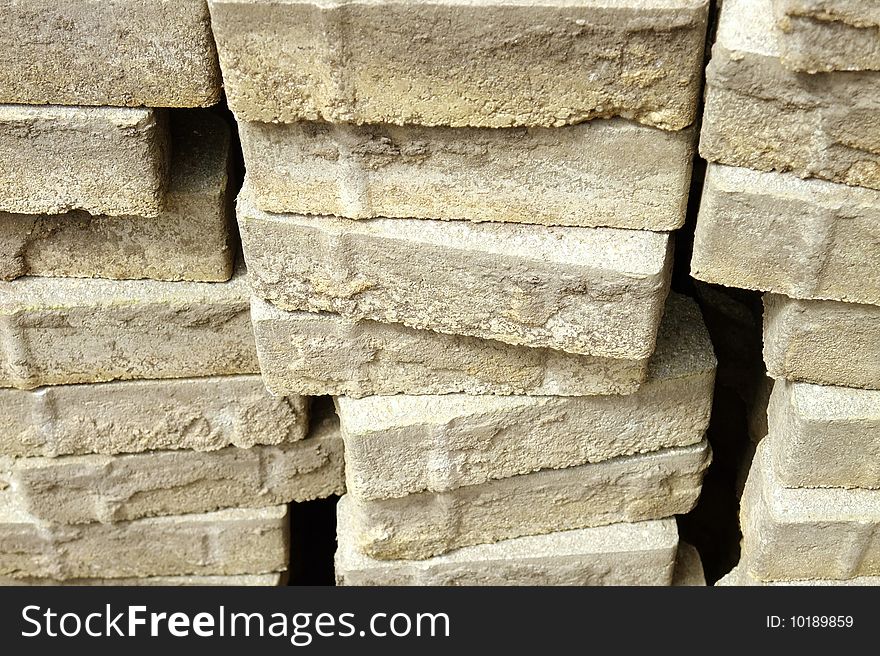 Photograph of a pile of decorative bricks