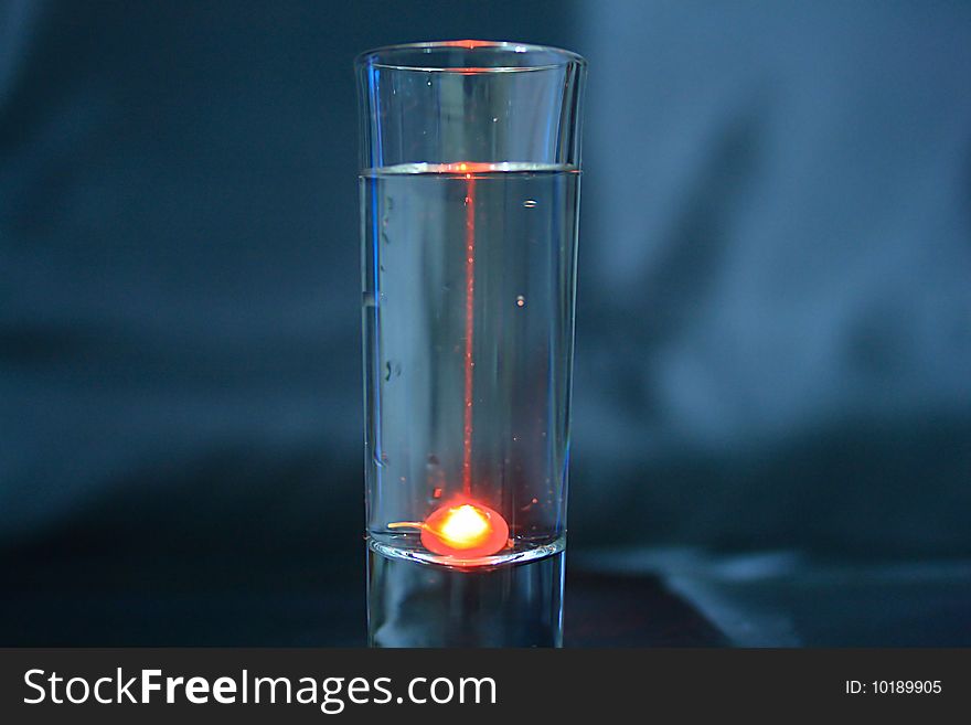 LASER in the glass of water. LASER in the glass of water