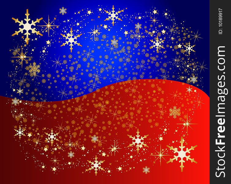 Illustration of a bicolor christmas background with stars