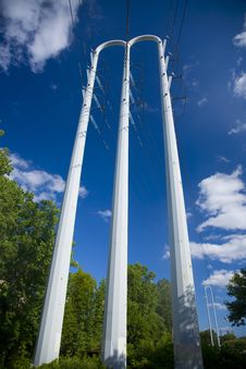 White Power Pole Against Blue Sky Stock Image White Power Pole Against Blue Sky Stock Image