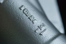 Close-up Of Pipe With Text Stock Photo
