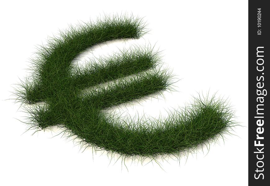 Euro sign of grass isolated on white background