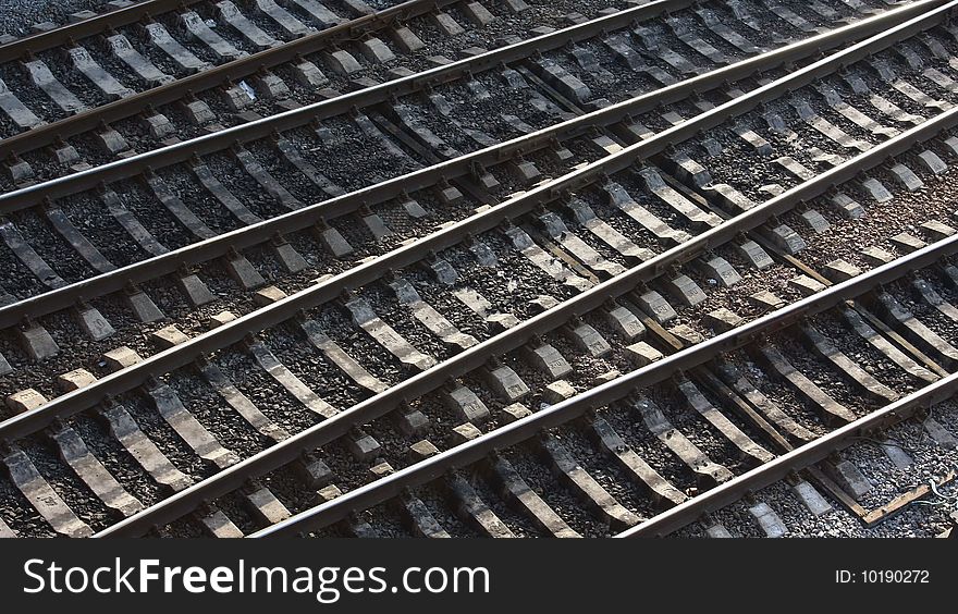 Top view of railway road. Top view of railway road