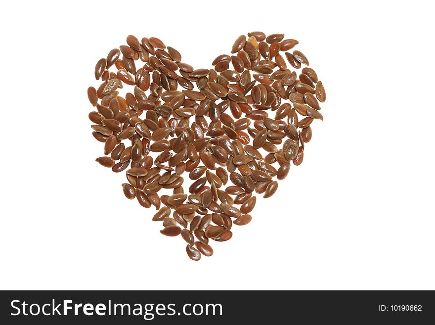 A heart made with grains isolated in white. A heart made with grains isolated in white