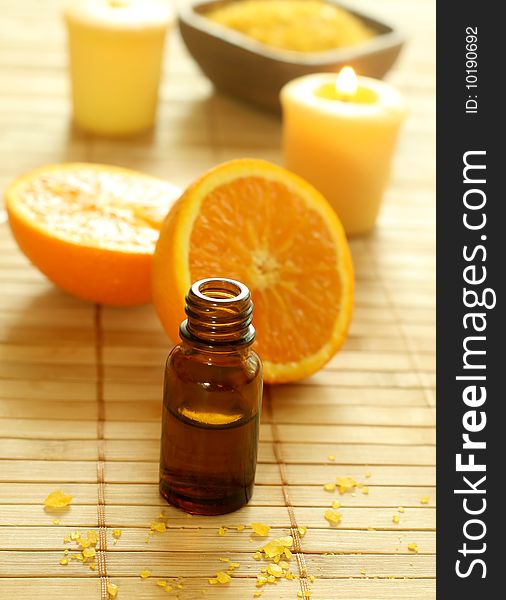 Bottle Of Essence Oil,  Oranges, Bath Salt A