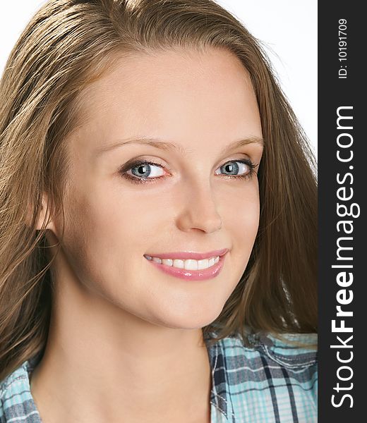 Facial portrait of smiling young woman. Facial portrait of smiling young woman