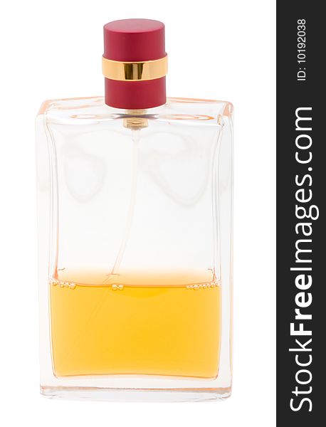 Yellow Perfume Bottle Isolated On White