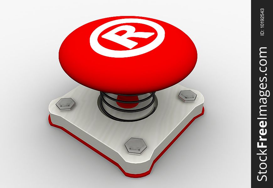 Red start button on a metal platform