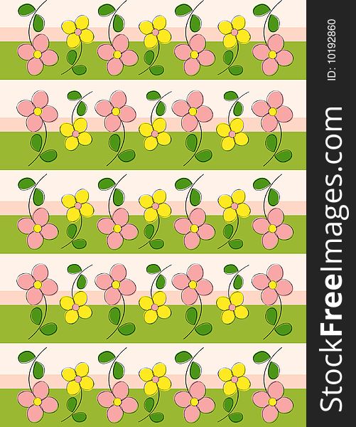 Pattern with flowers and lines. Pattern with flowers and lines