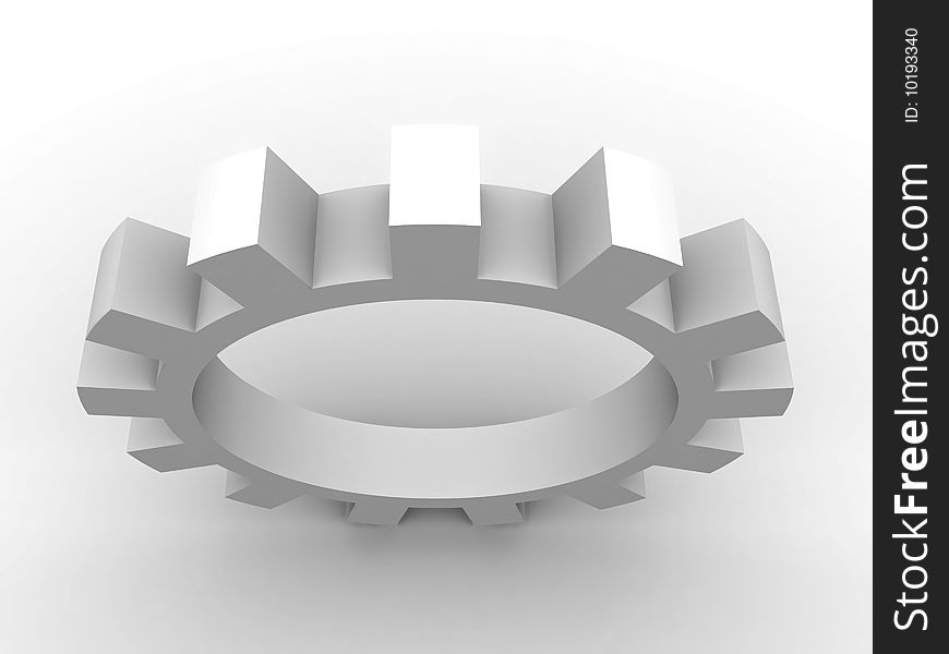 Gear on a white background for connection of mechanisms. Gear on a white background for connection of mechanisms