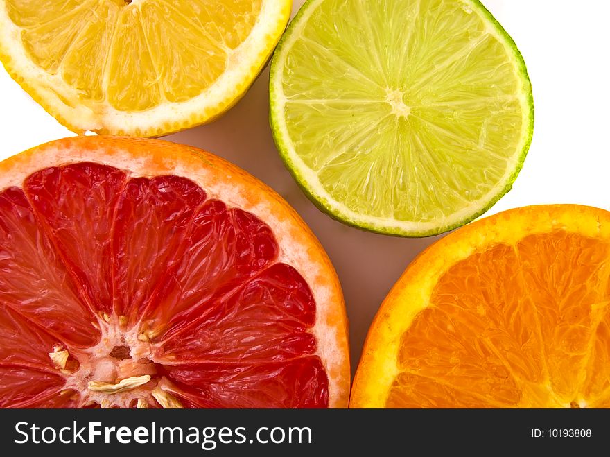 Random citrus fruits - low angle. Random citrus fruits - low angle