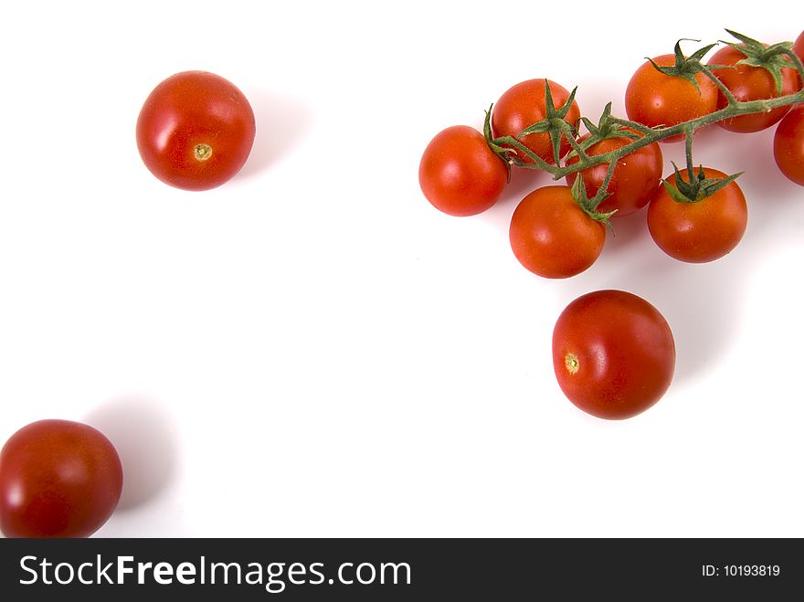 Isolated cherry tomatoes top view