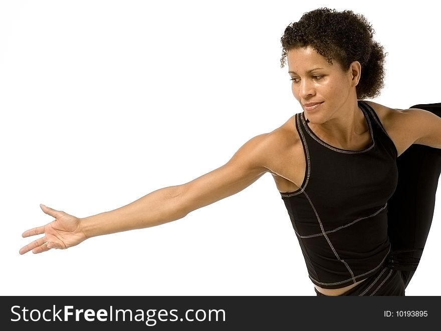 Black girl in a black tracksuit funny and exercise. Black girl in a black tracksuit funny and exercise