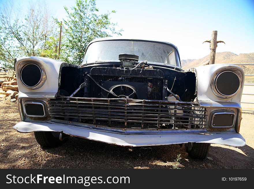 Old classical american car in desert , arizona area, USA