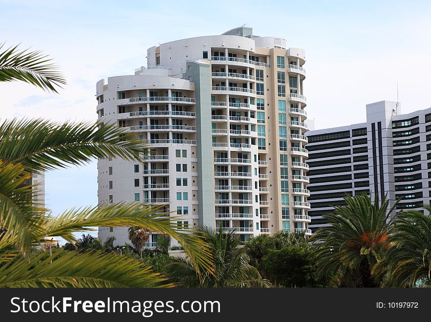 Tropical apartment building over looking the ocean