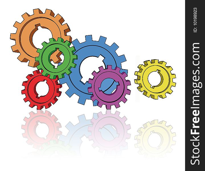 Isolated cogwheels - business network - illustration