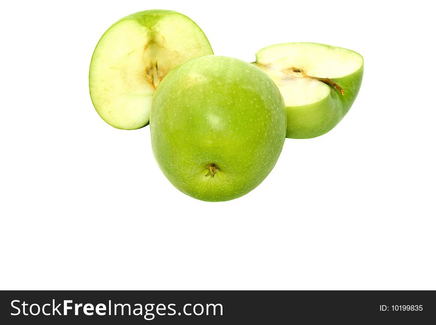 Green apples isolated on white background.