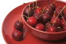 Cherries In Red Bowl Royalty Free Stock Image