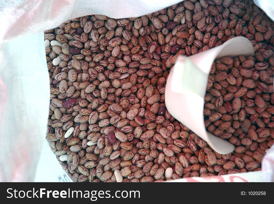 Beans at the counter in the market