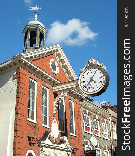 Georgian clock stituated in rochester high street. Georgian clock stituated in rochester high street