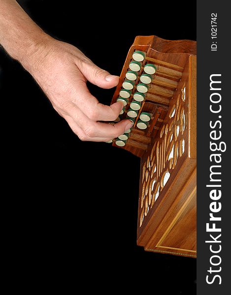 Right hand on accordion. Right hand on accordion