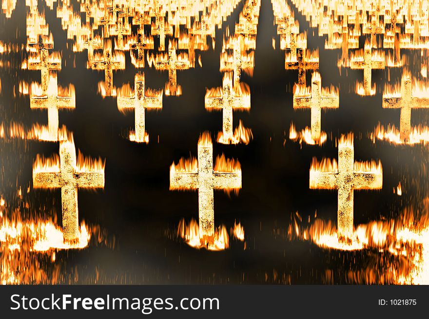 Crosses in fire. Crosses in fire