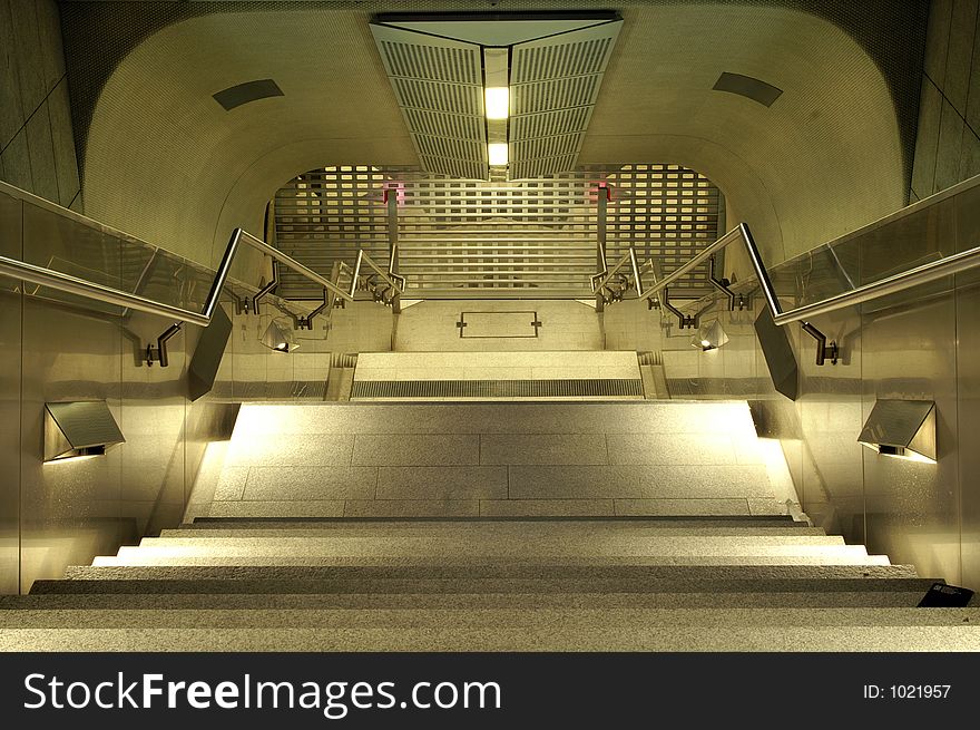 Stairs at night with bright lights. Stairs at night with bright lights