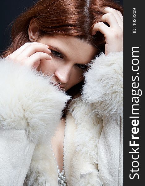 girl with fur coat and pearls. girl with fur coat and pearls